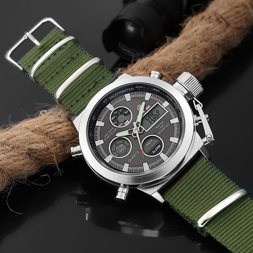 Men's Fashion Sports Watch w/Green Band