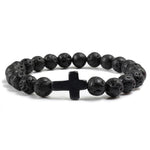 Natural Stone Bracelet W/Cross Multi Colors Available