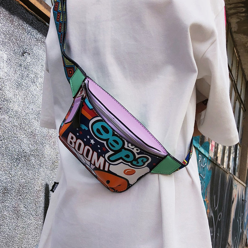 Graffiti Fanny Pack With Should Strap