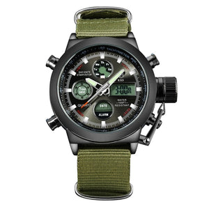 Men's Fashion Sports Watch w/Green Band