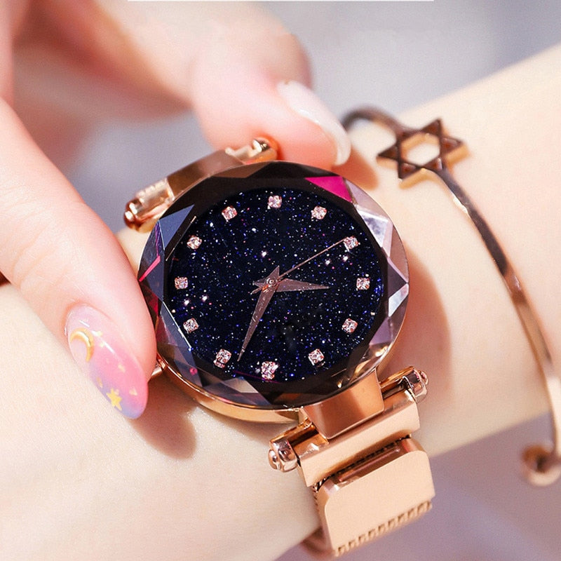 Ladies Wristwatch Starry Sky Rose Gold or Black